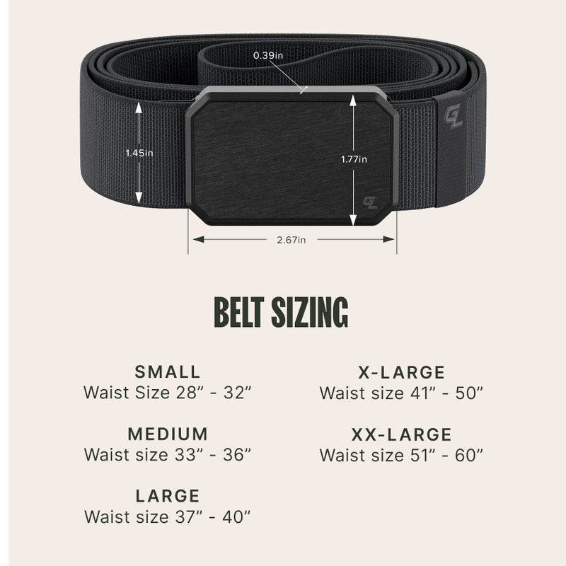 Groove Life Groove Belt Gun Metal/Stone - Men's Stretch Nylon Belt with Magnetic Aluminum Buckle, Lifetime Coverage - Medium (33-36")