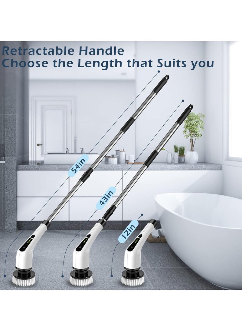 Cordless Electric Spin Scrubber, Electric Cleaning Brush with 8 Replacement Brush Heads, 90Mins Working Time, Adjustable Handle, 2 Adjustable Speeds for Bathroom Kitchen Bathtub Glass Car - Image 3