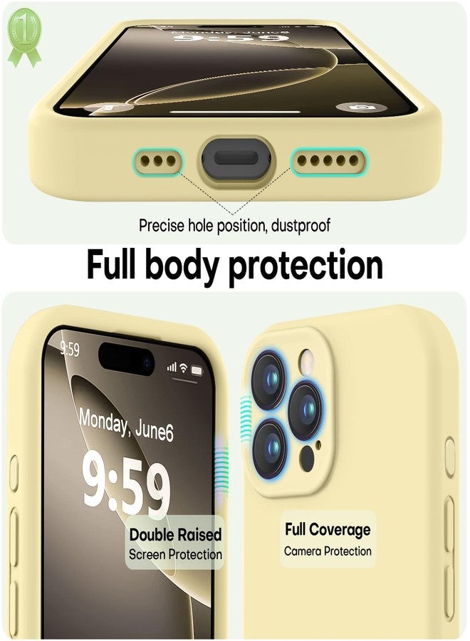 LOVE 3000 جراب LOVE 3000 مصمم خصيصًا لهاتف iPhone 16 Pro Max، مصنوع من السيليكون الفاخر مع بطانة ناعمة من الألياف الدقيقة المقاومة للخدش، جراب واقٍ مقاوم للصدمات مناسب للرجال والنساء والفتيات، مقاس 6.9 بوصة، لون أصفر كريمي - Image 3