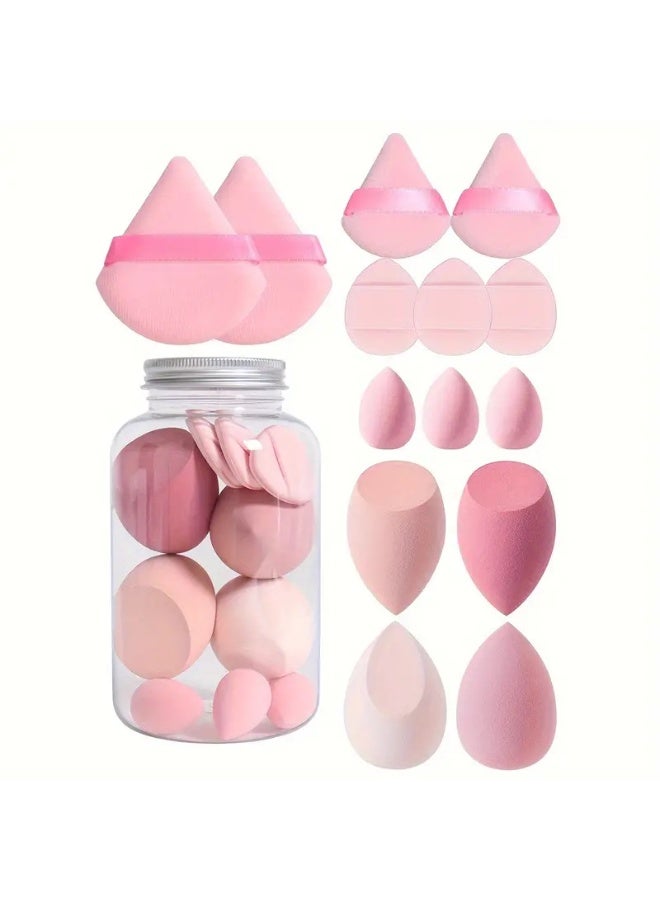 14-Piece Makeup Sponge Set- Multi soft color Mini Makeup Sponge, Powder Puff Long Lasting Beauty Sponge Wet & Dry Use for Women (Pink) - Image 1
