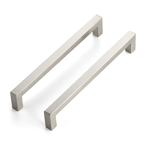 JOY DECOR 18 Pack Cabinet Handles712 Inch Brushed Nickel Cabinet PullsKitchen Cabinet Handles Square Drawer Pulls Stainless Steel Drawer Hardware Handles 192mm Hole Centers - Image 1