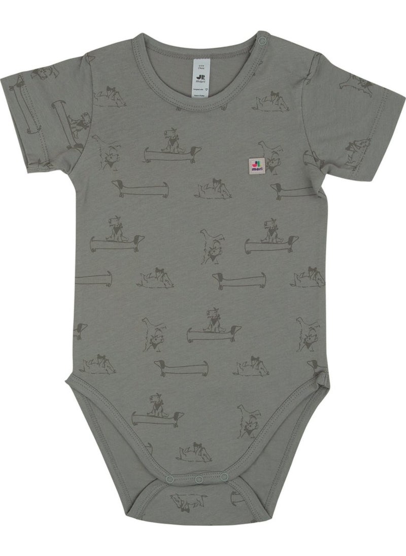 Jrmori - Mr.j & Ms.r Printed Short Sleeve Bodysuit with Shoulder Snaps - Image 1