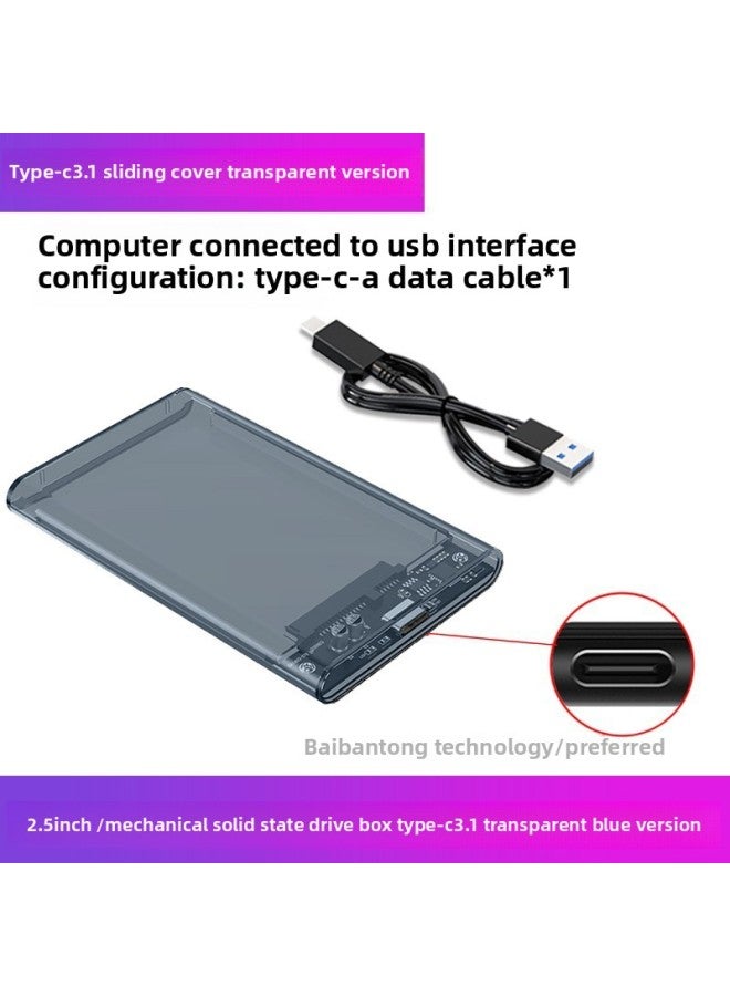 2.5 Inch Notebook Box Changed To Mobile External Box USB3.1 Mechanical Solid Ssd High-speed Universal-Capacity:Usb3.1 Gray Blue Model [6gbps High-speed Transmission + Usb Data Cable] - Image 1