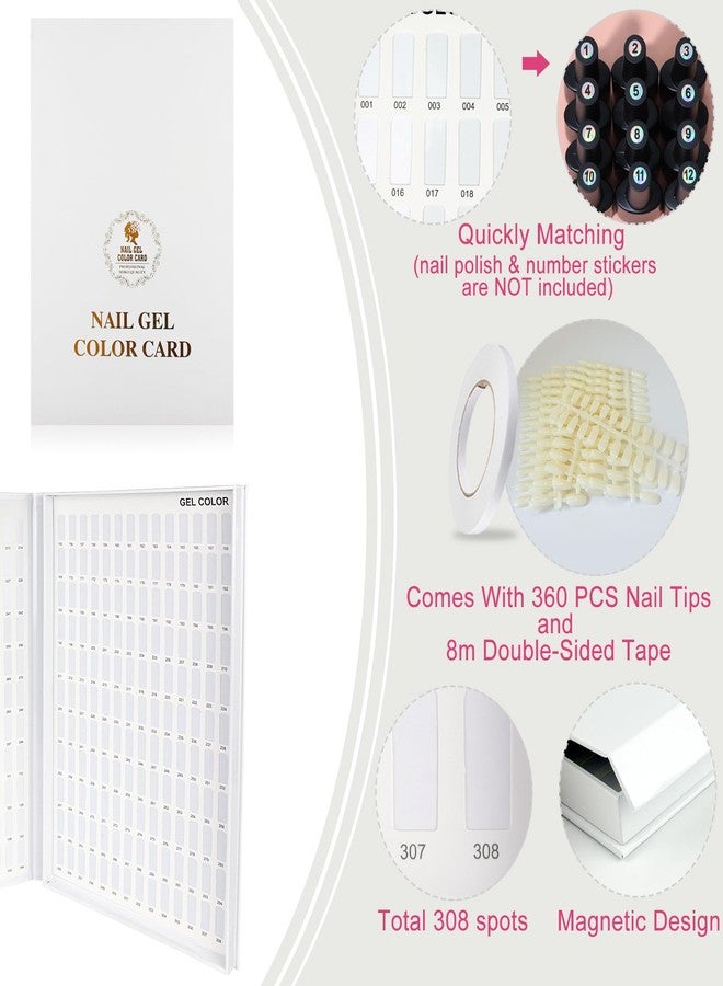 eyxformula 308 Nail Color Chart Display, UV Gel Polish Book Nail Painting Practice Design Board, Fake Tips Nails Sample Display Nail Art for Nail Salons, DIY Nail Art at Home - Image 2