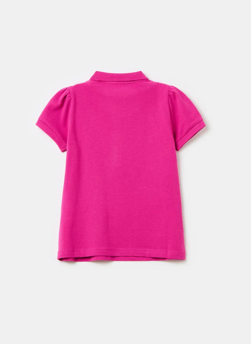 Ovs Cotton piquet polo shirt with frill