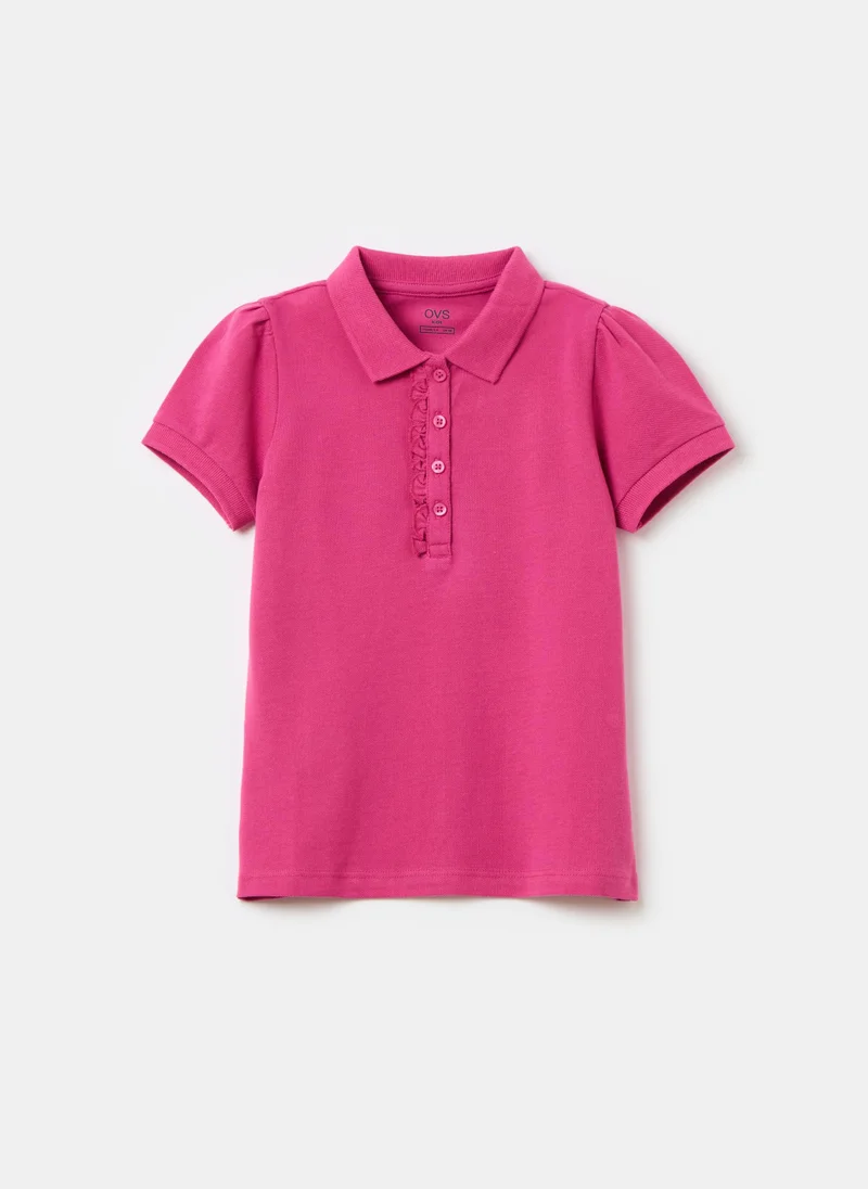 Ovs Cotton piquet polo shirt with frill