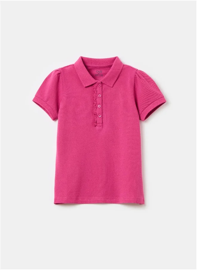 او في اس Cotton piquet polo shirt with frill