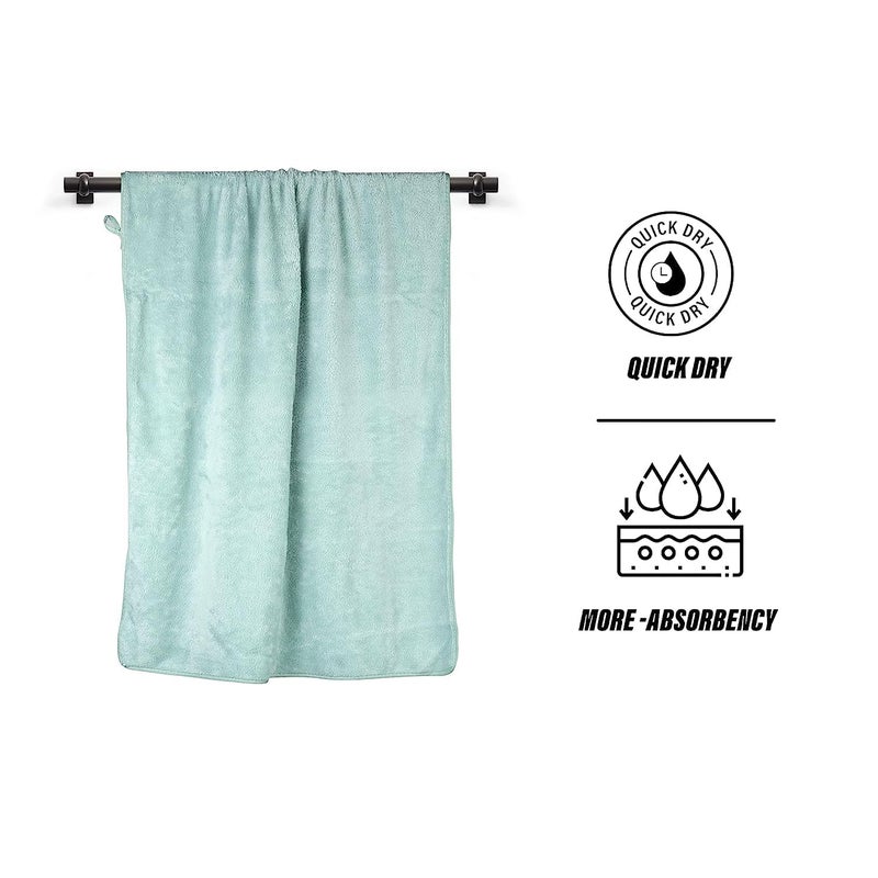 Glivary Microfiber Large 300 TC Bath Towels 70X140 Extra Soft Plush Quick Dry High Absorbency Large Size Towels For Bathing Pista Green - Image 2