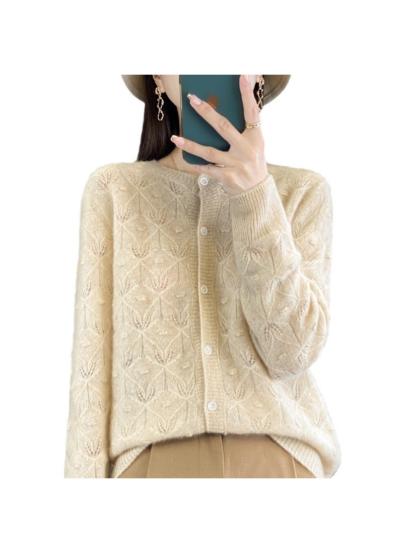 Generic - Long Sleeve Knit Wool Jacket Bud Green - Image 1