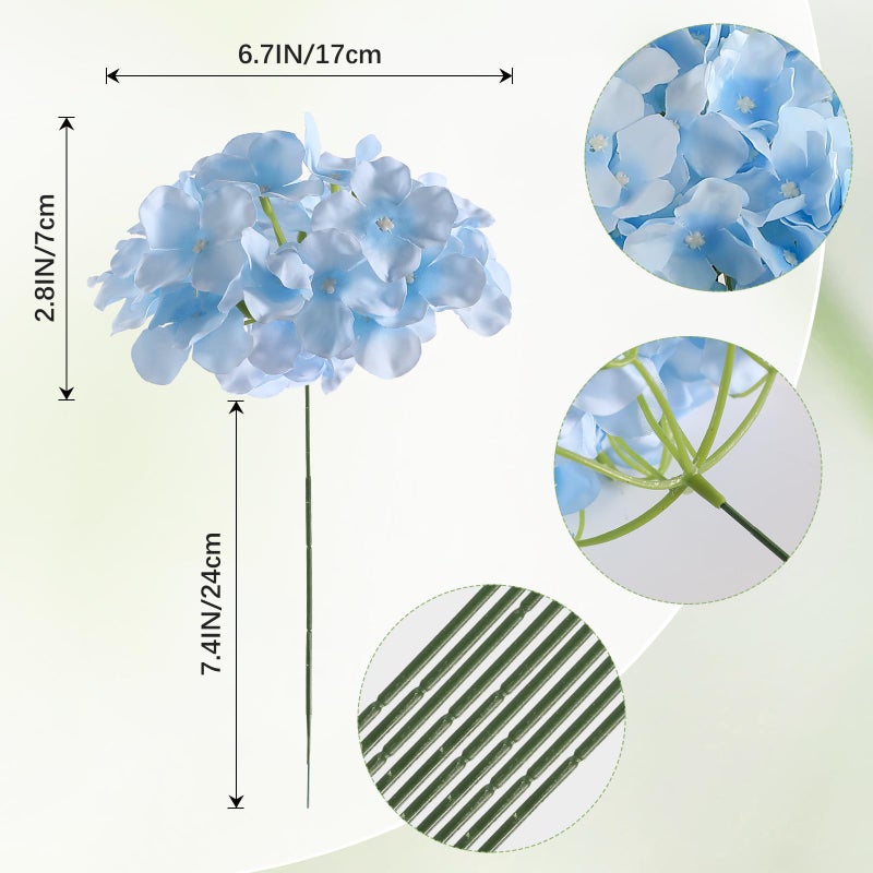 Tifuly 24 Pcs Blue Hydrangea Artificial Flowers Bulk, Faux Hydrangea Full Flowers Heads with Stems, Fake Silk Flowers for Wedding, Garden, Home, Party Decoration - Image 3