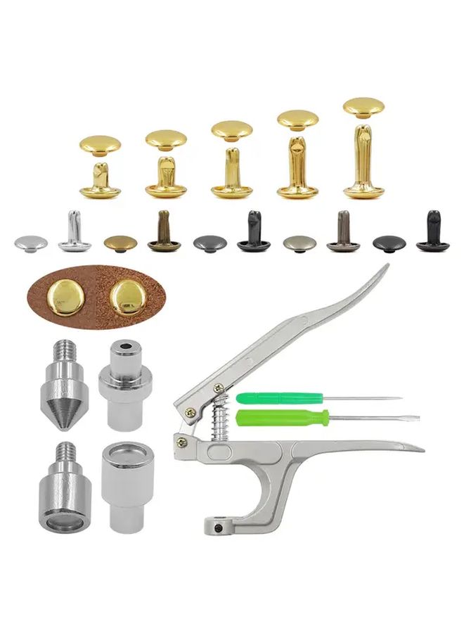 120 Sets 8x5mm Double Cap Rivets With Tool Kit For Leather Crafts Belt Bag - Image 1