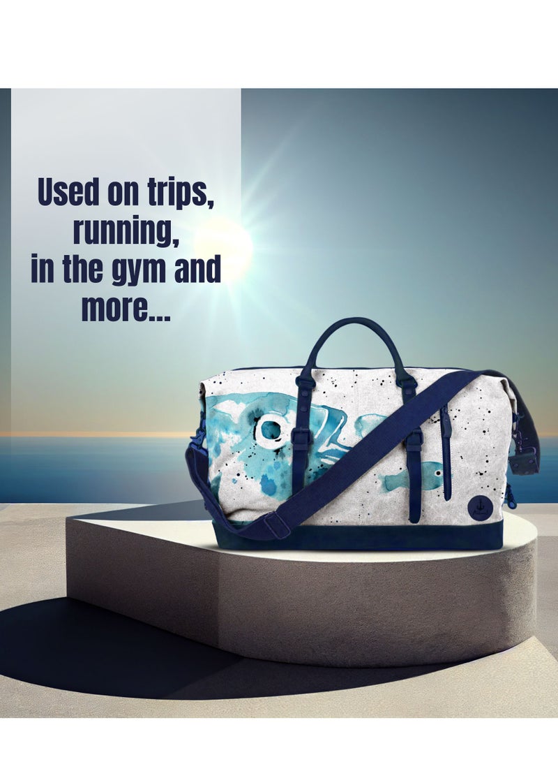Anemoss Travel Duffel Bag, 50L Large Capacity, Oxford Polyster Blend Luggage Bag, Travel Bag with Zipper and Pockets, Duffel Bag for Gym Sports Fitness, Travel Hand Luggage Bags, Fish Design Tote Bag - Image 2