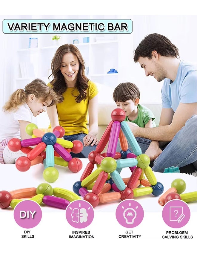 حياة الكثبان 64 قطعة من مجموعات بناء المغناطيس، أعواد بناء، مكعبات، جذع لعبة، ألعاب بناء تعليمية، ألعاب تفاعلية عائلية متينة وقوية للأولاد والبنات من سن 3 سنوات فما فوق - Image 4