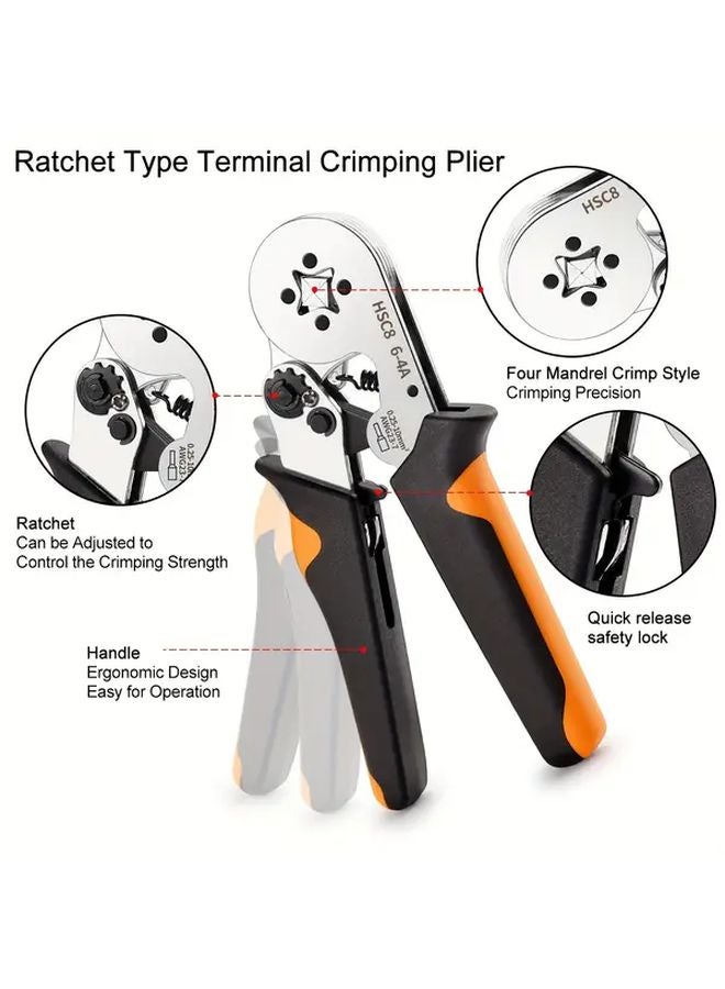 HSC8 6 6A 1900 Terminal Combination Set Self Adjustable Ratchet Wire Crimping Tool Kit - Image 3