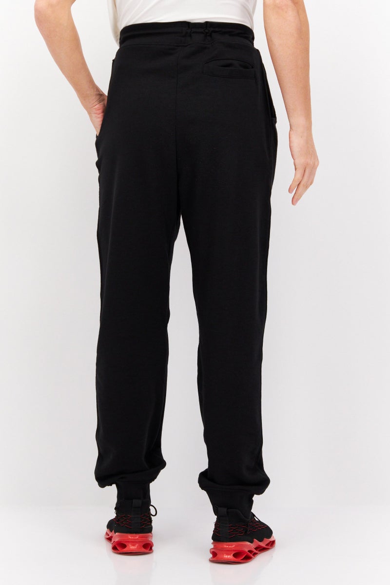 CROSSHATCH Men Regular Fit Embroidered Logo Jogger Pants, Black  - Image 4