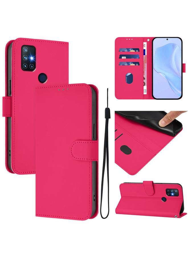 S-TOP Case For OnePlus Nord N10 5G Skin Feel Solid Color Leather Phone Case with Lanyard - Image 1