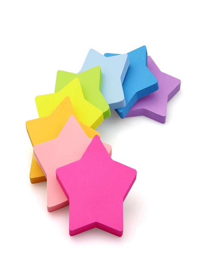 SIMONA Star Shape Sticky Notes 8 Color Bright Colorful Sticky Pad 75 Sheets/Pad Self-Sticky Note Pads (8 Pads) - Image 3