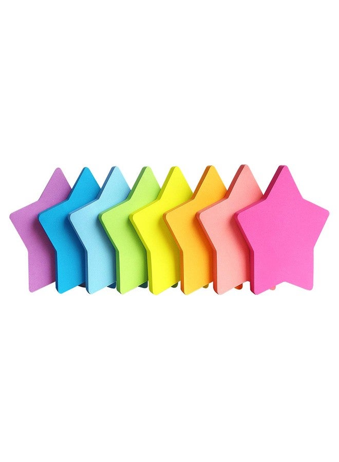 SIMONA Star Shape Sticky Notes 8 Color Bright Colorful Sticky Pad 75 Sheets/Pad Self-Sticky Note Pads (8 Pads) - Image 2