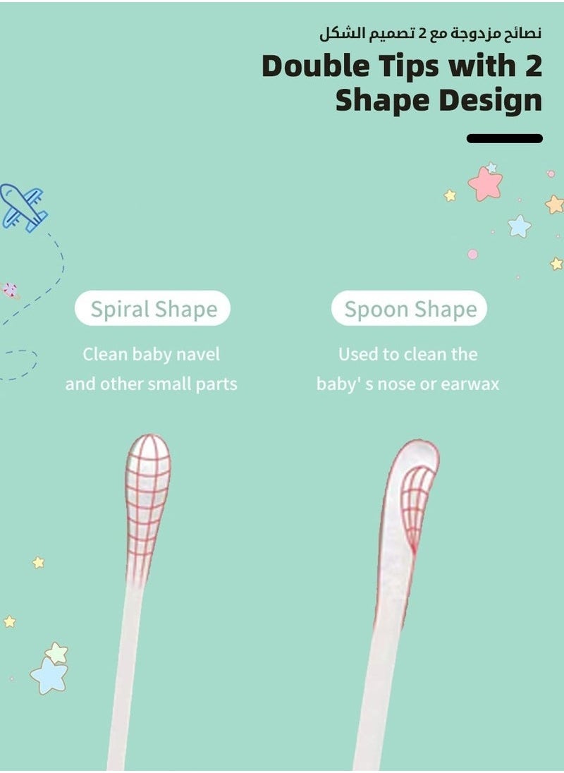MIXDE 400PCS Baby Cotton Swabs,  Double-headed Ear Spoon, Baby Cotton Buds, Baby Cotton Safe Swabs for Delicate Baby Ear Nose, 100% Pure Organic Cotton,100% Biodegradable Chlorine Free u0026 Hypoallergenic  - Image 4