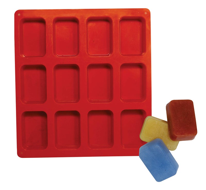 Purenso Select - 12 Cavities Rounded Rectangle Shape Silicone Mould/Mold (PUR1015-31) Soap Cake Making Mould, Multicolor - Image 4