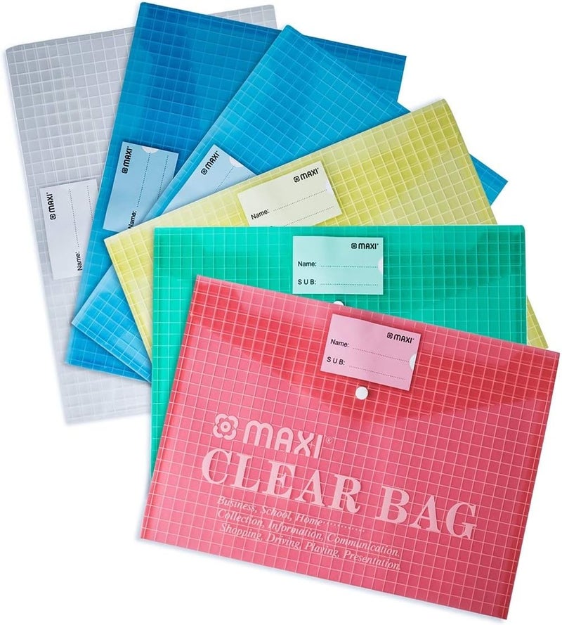 Maxi F/S Clear Bag with Name Card - Assorted 6 Pack - Image 1