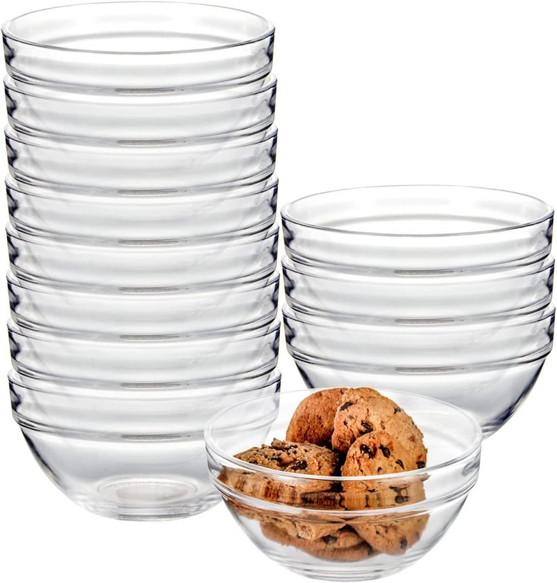 WRINGO Glass Bowl for Kitchen Prep, Dessert, Dips, and Candy Dishes, Cake, Snack Bowl Set of 6 Or Nut Bowl, and Microwave Safe Clear Glass Bowls for Mixing, Storing Size 3.5 Inch - Image 1
