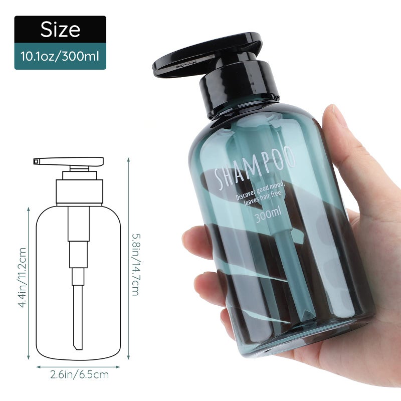 Segbeauty Shampoo and Conditioner Dispensers, 10oz Refillable Pump Bottles for Shower 300ml Body Wash Shampoo Dispenser 3 Packs Empty Plastic Press Bathroom Liquid Body Soap Gel Lotion Dispenser Blue - Image 5