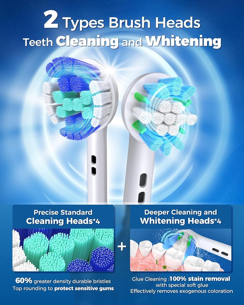 تيثوري فرشاة أسنان كهربائية دوارة من تي ثيوري للبالغين مع 8 رؤوس فرشاة (نوعان)، 4 أوضاع تنظيف عميق مع بطارية قابلة للشحن ومؤقت ذكي لمدة دقيقتين - أبيض نظيف - Image 3