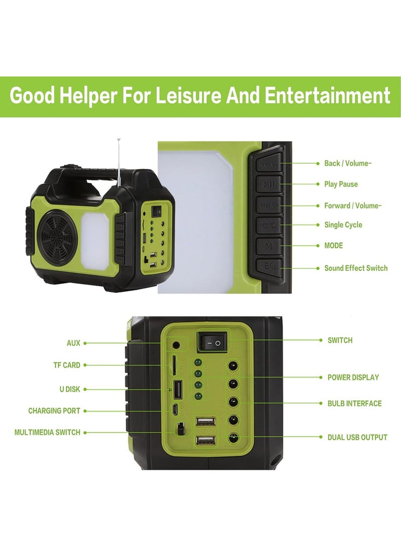 مشعل LED شمسي يدوي مع كشاف أمامي وجانبي وراديو بلوتوث ثلاث موجات – يشحن بالطاقة الشمسية والكهرباء – بطارية 36 ساعة + 4 لمبات خارجية – مشعل أمان وتخييم وطوارئ - Image 5