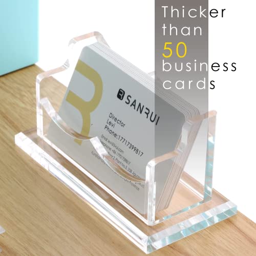 SANRUI Clear Horizontal Business Card Holder Stand for Desk, Acrylic Desktop Display Name Cards Holders Organizer Storage Rack,for Exhibition, Home , Office ,1 Tier 1 Pocket , 60 Card Capacity - Image 5