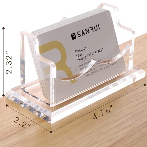 SANRUI Clear Horizontal Business Card Holder Stand for Desk, Acrylic Desktop Display Name Cards Holders Organizer Storage Rack,for Exhibition, Home , Office ,1 Tier 1 Pocket , 60 Card Capacity - Image 2
