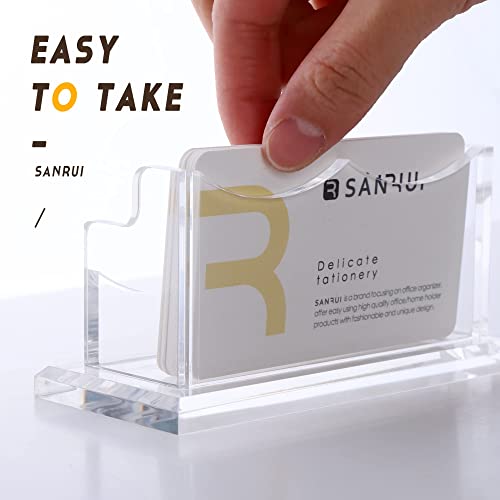 SANRUI Clear Horizontal Business Card Holder Stand for Desk, Acrylic Desktop Display Name Cards Holders Organizer Storage Rack,for Exhibition, Home , Office ,1 Tier 1 Pocket , 60 Card Capacity - Image 4