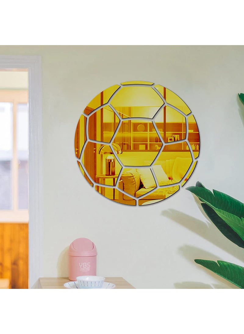 Incrizma Incrizma Football Wall Stickers Decor Acrylic Mirror Sticker Self Adhesive DIY Home Decor Gym Sports Ball Game (Football Wall Decor, Gold)  - Image 1