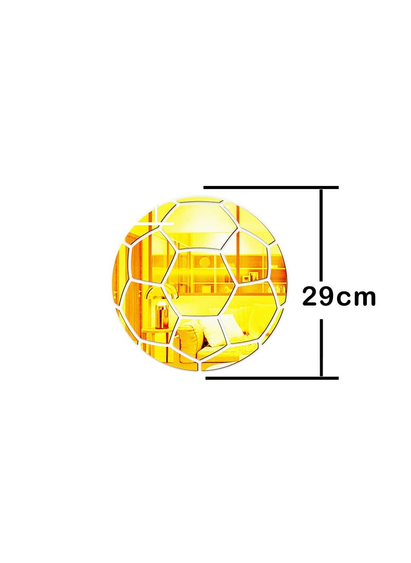 Incrizma Incrizma Football Wall Stickers Decor Acrylic Mirror Sticker Self Adhesive DIY Home Decor Gym Sports Ball Game (Football Wall Decor, Gold)  - Image 2