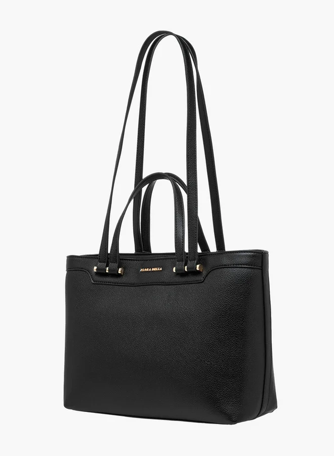 Flora Bella By Shoexpress Solid Tote Bag with Double Handle and Zip Closure