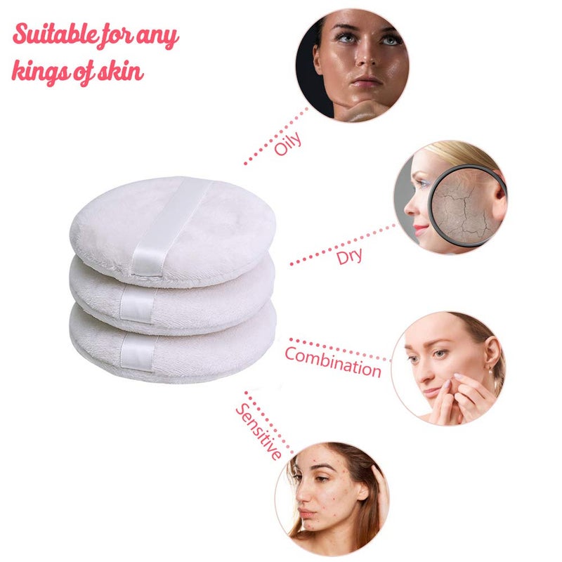 Topwon 4 Inch Powder Puff, Washable Large Body Powder Puff for Face Cleaning,Makeup & Powder Foundation Blending - Soft & Furry - Image 5
