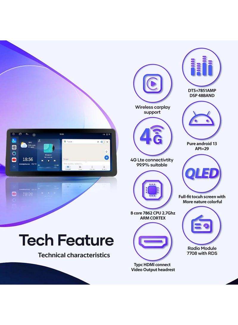 Raymos 12.3 inch VW Car Stereo VW Universal Fitment 2019-2022  Android Screen Support Apple Carplay Android Auto Wireless 4GB RAM Fast Interface included 4G Wifi USB QLED ( 1280x720 ) - Image 4