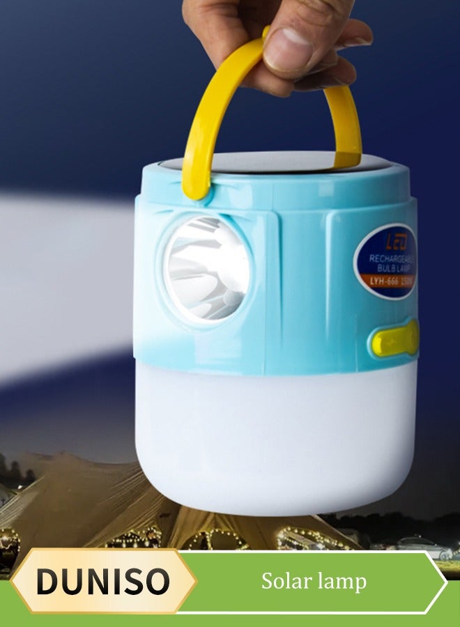 DUNISO فانوس تخييم شمسي، مصباح يدوي LED قابل لإعادة الشحن، ضوء طوارئ مع مقبض، مناسب للتخييم، الكشك، الخيمة، في الهواء الطلق، المنزل، 180 * 95 مم - Image 1