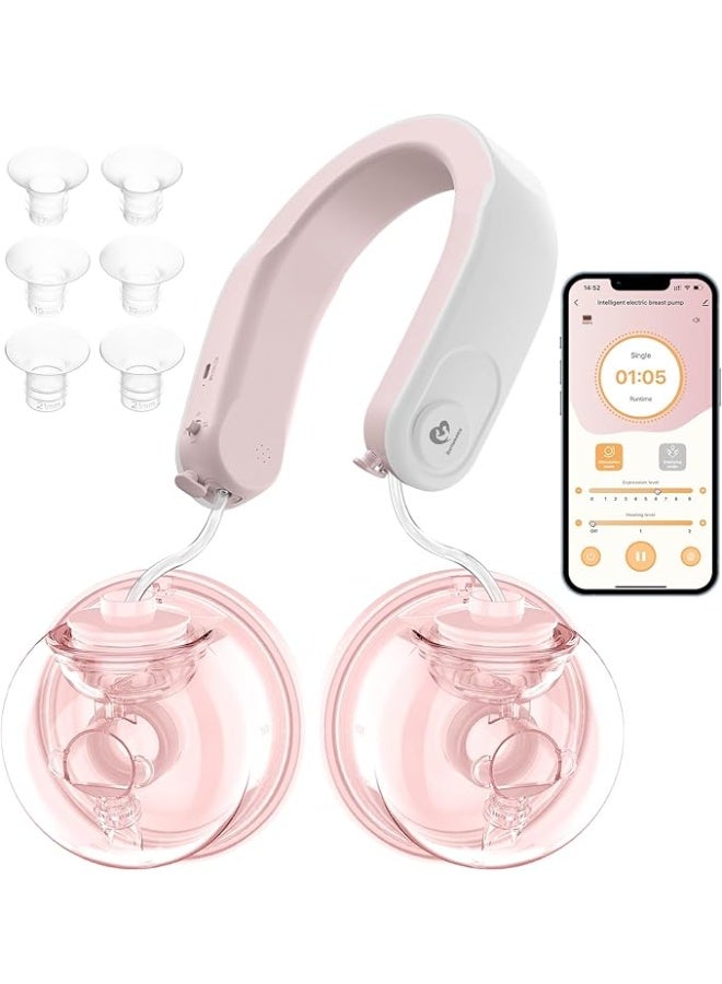 Bellababy Wearable Breast Pump, Hands-Free Electric Double Breast Pump Hanging-Neck Heating Tech for Neck. 3 Modes & 9 Levels, Effective Suction, Portable & Discreet, Leak-Proof & Quiet. 24mm Flanges - Image 2