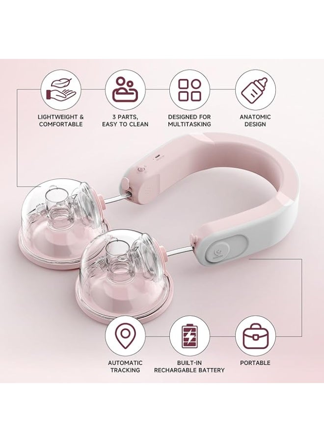 Bellababy Wearable Breast Pump, Hands-Free Electric Double Breast Pump Hanging-Neck Heating Tech for Neck. 3 Modes & 9 Levels, Effective Suction, Portable & Discreet, Leak-Proof & Quiet. 24mm Flanges - Image 3