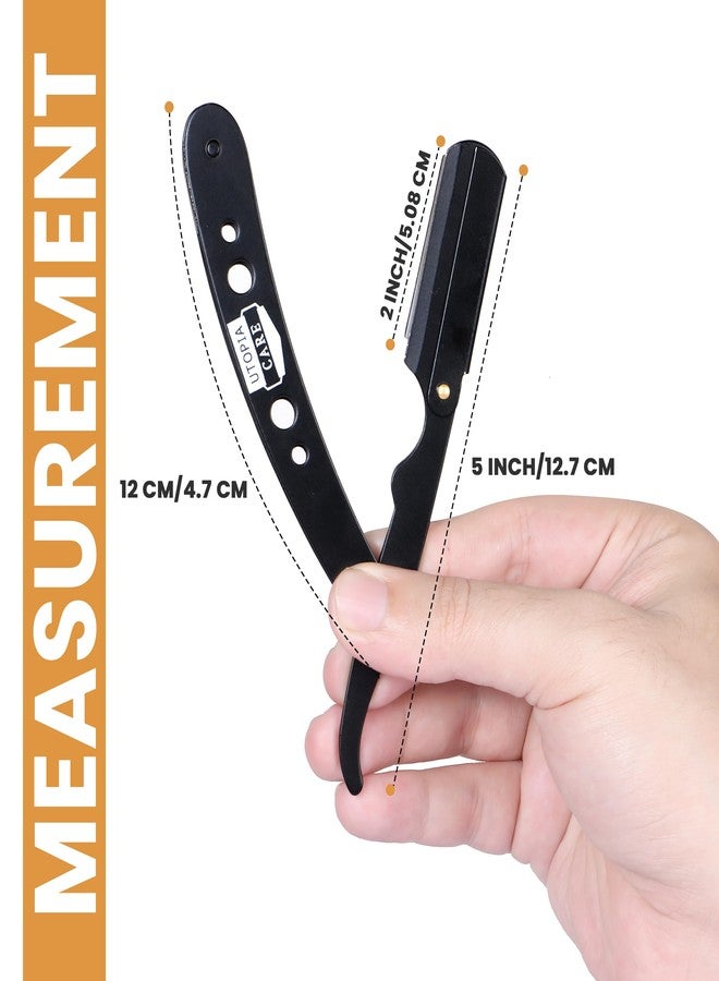 Utopia Care Professional Straight Razor for Men, Barber Straight Edge Razor Safety with 100 Pack Blades, Black - Image 4