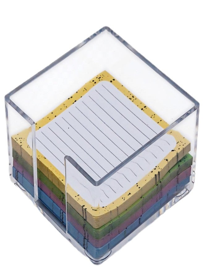 Nolcha Acrylic Sticky Note Holder - 3 x 3 Sticky Note Dispenser with 4 Sets of Colored Sticky Notes for Office and Home Desktop Organizer - Image 1