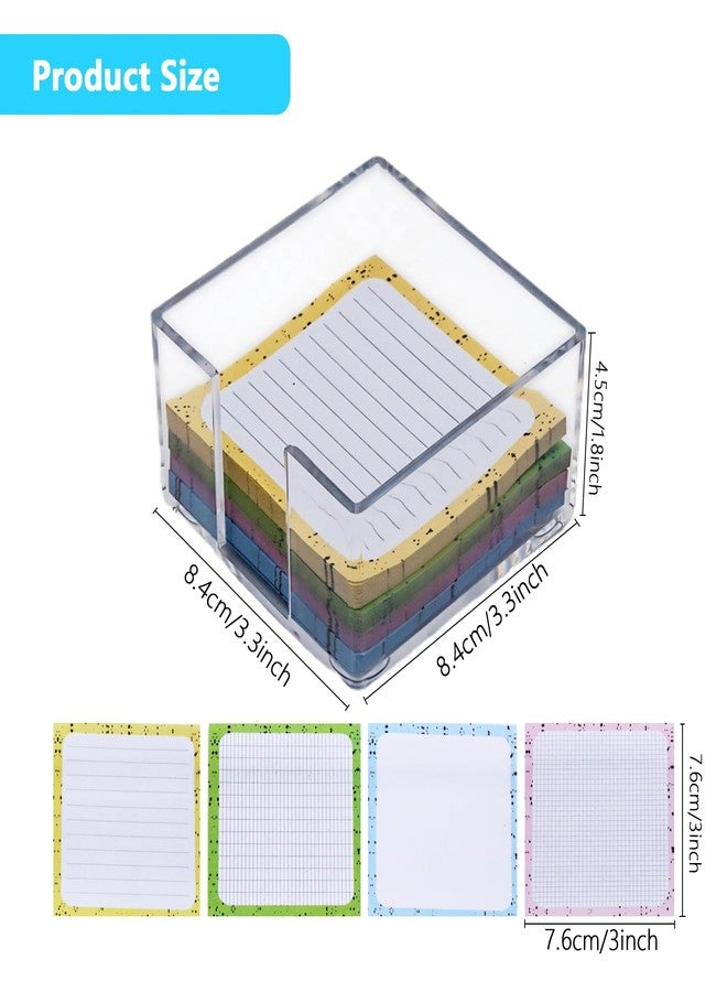 Nolcha Acrylic Sticky Note Holder - 3 x 3 Sticky Note Dispenser with 4 Sets of Colored Sticky Notes for Office and Home Desktop Organizer - Image 2
