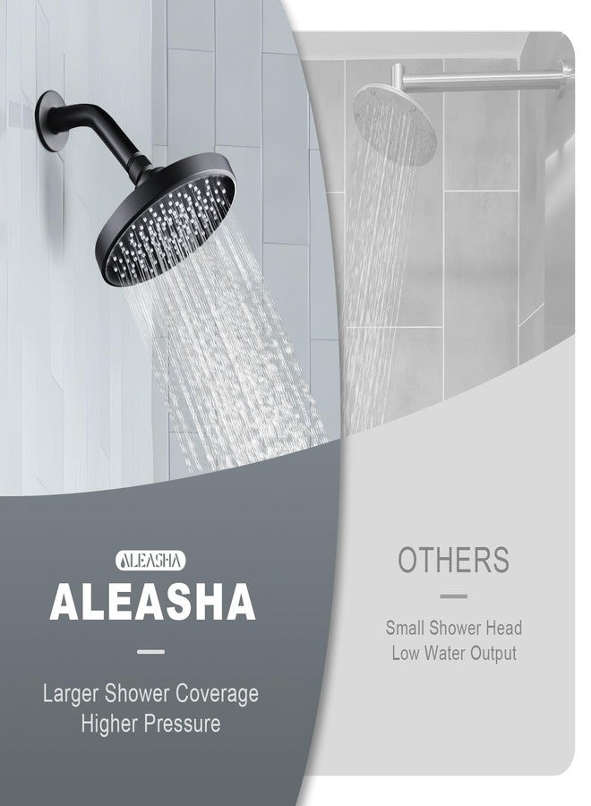 ALEASHA Shower Head High Pressure Rain, Luxury Bathroom Showerhead with Adjustable Angles, Anti-Clogging Silicone Nozzles - 6 Inch Round, Matte Black - Image 2