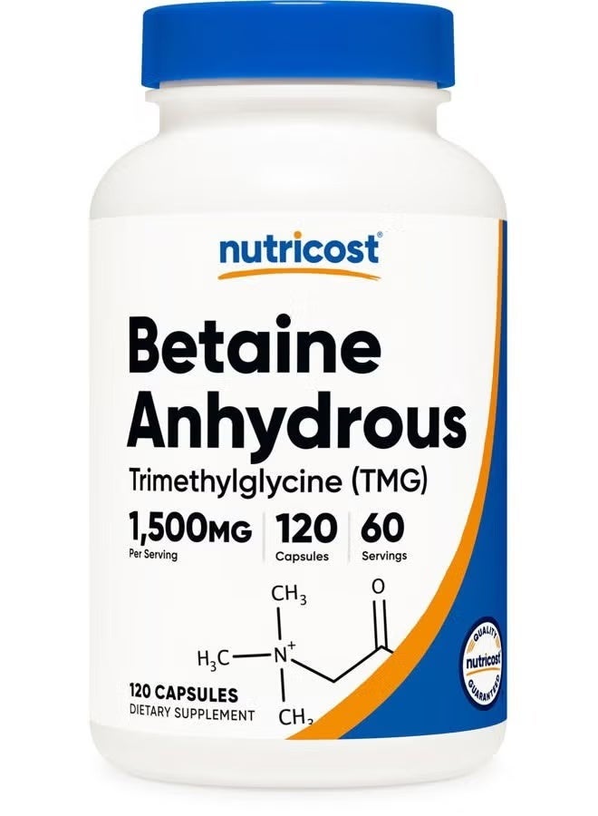 Nutricost, Betaine Anhydrous, 120 Capsules (750 mg per Capsule) - Image 1