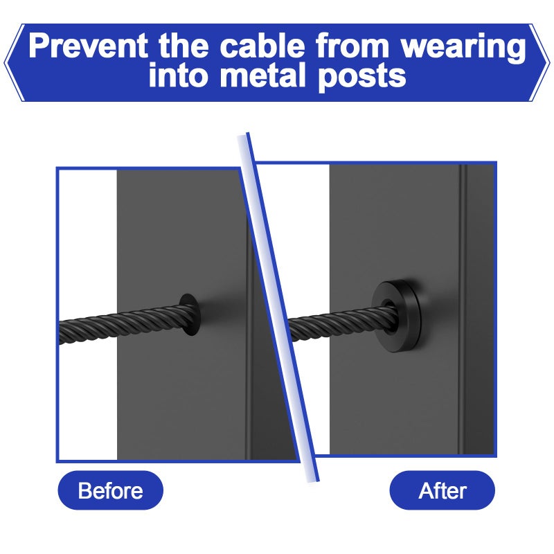 BLIKA Upgraded 20 Pack Stainless Steel Black Protector Sleeves for 1/8" 5/32" or 3/16" Deck Cable Railing, for Metal Posts, T316 Marine Grade, Cable Railing Protector Sleeves, Cable Railing Post Kits - Image 5
