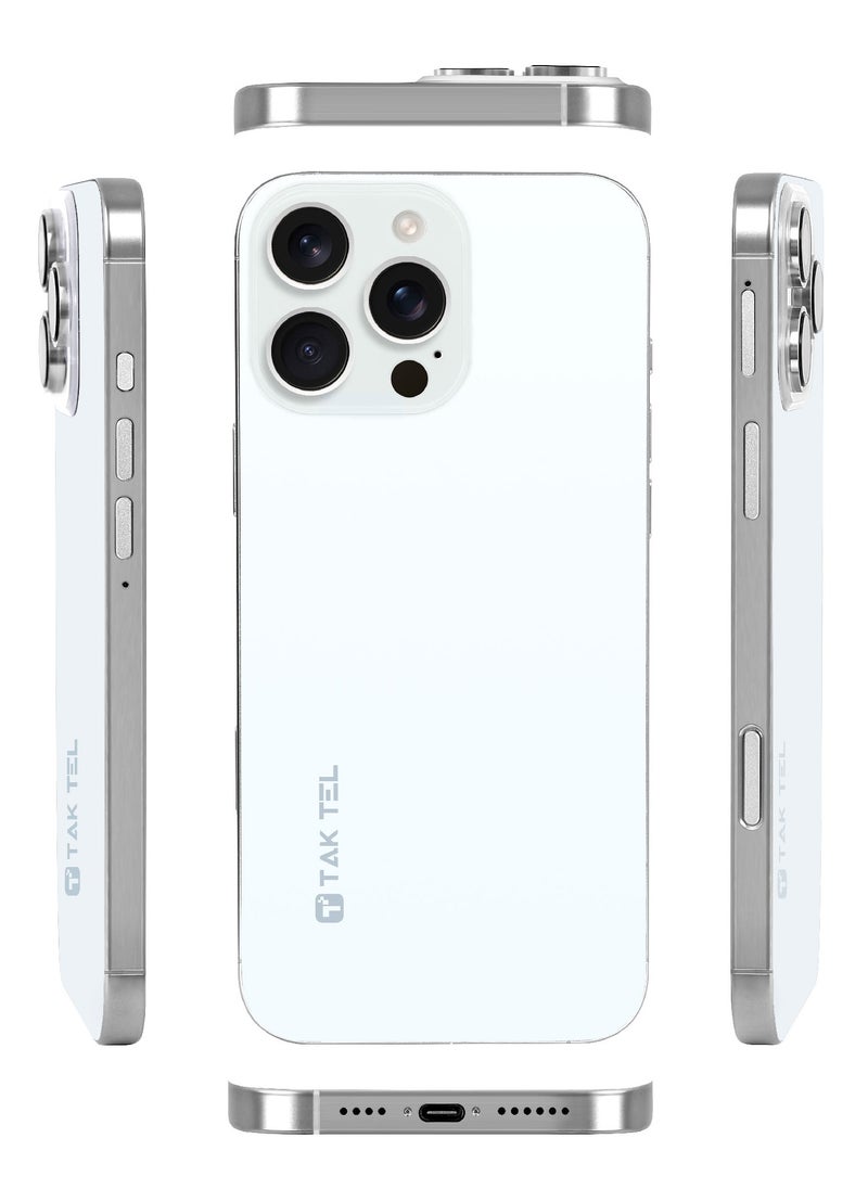 TAK TEL TAK TEL T16 Pro MAX Android Smartphone, 12GB RAM-128GB Storage, 16MP AI Dual Camera Ultra Sharp FHD+ Display   (WHITE)  - Image 2