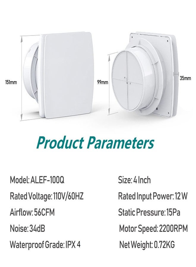 Allvent Exhaust Fan 4" Home Ventilation Fan Window and Wall Mount Vent Fan for Kitchen Bathroom Workshop Garage (110v/12W/White) - Image 2