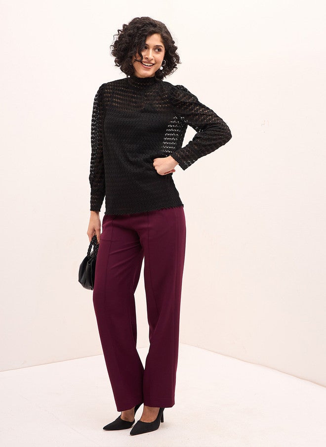 SALT ATTIRE Black High Neck Top with Long Sleeves - Image 5