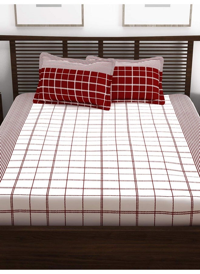 Story@Home Story@Home bedsheet for Double Bed, 152TC, 100% Cotton | Double Size Bedsheet with 2 Pillow Covers, Maroon & White, Stripes (Bedsheet : 225 X 250cm & Pillow : 46 X 69cm) Perfect for Festive Gifting!  - Image 2